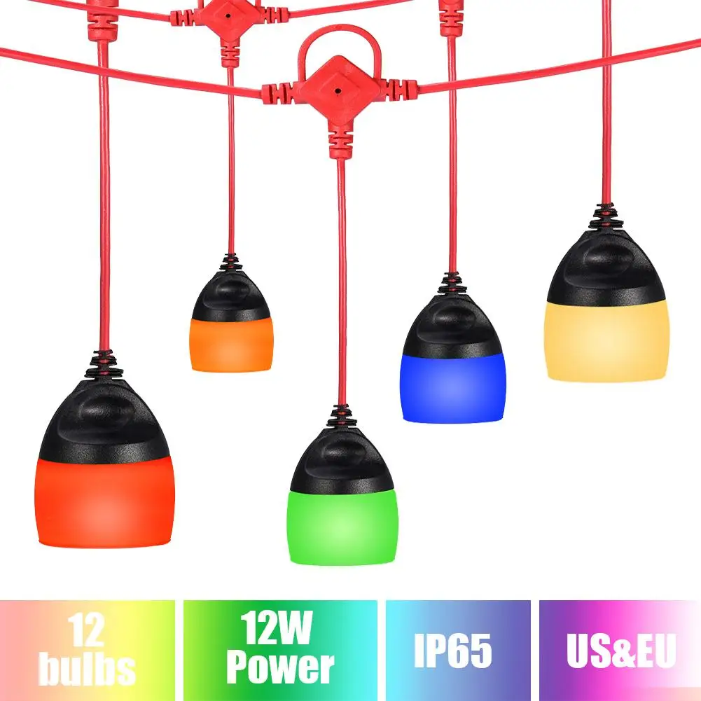 

F-12 наружная Водонепроницаемая гирлянда с защитой от атмосферных воздействий, цветные лампочки, Декоративная гирлянда для внутреннего двор...