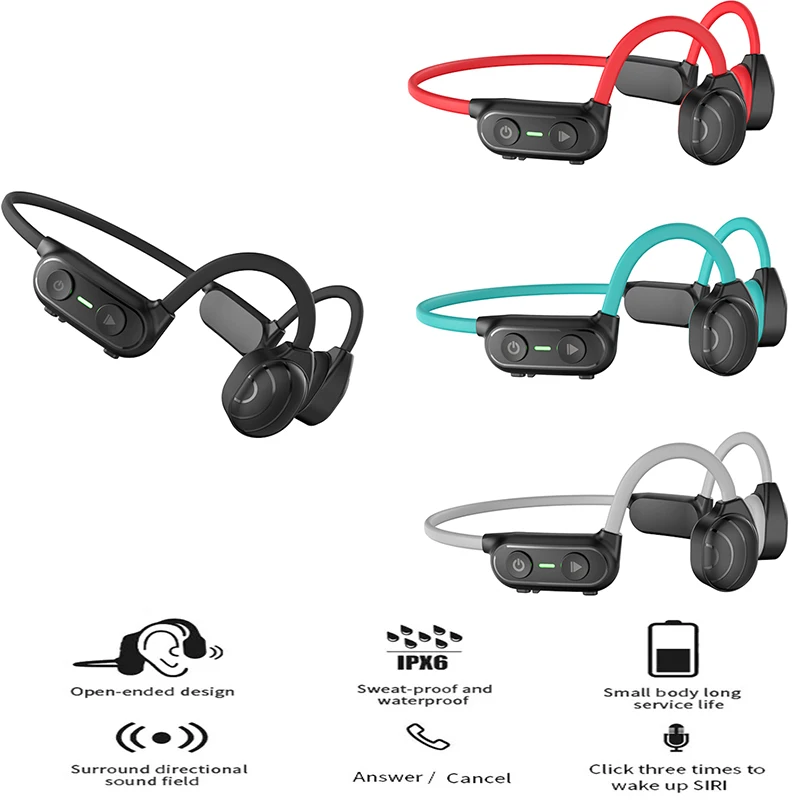

Беспроводные наушники с костной проводимостью, совместимые с Bluetooth 5,0, спортивные водонепроницаемые стереонаушники с длительным временем р...
