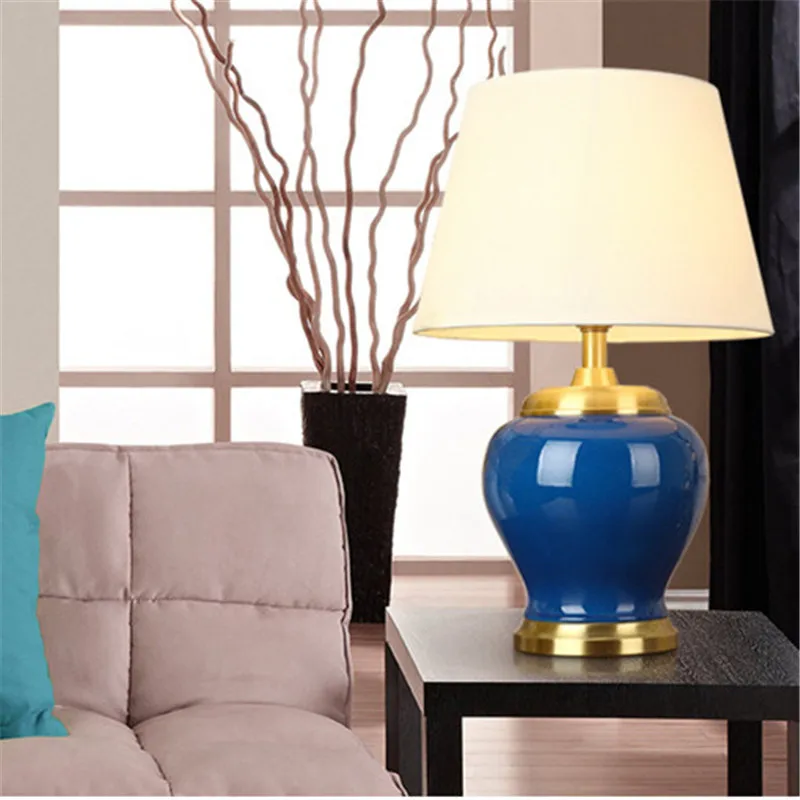 Керамическая Настольная лампа в китайском стиле для спальни гостиной фойе