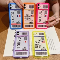 ins air tickets fluorescent shockproof clear soft phone case for iphone 11 12 pro max xr xs max 8 7 plus soft silicon back cover
