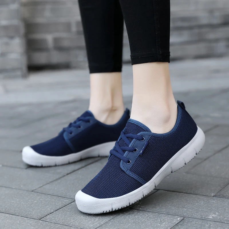 

Women's Spring Autumn Casual Shoes Flying Mesh Flat Bottom Lace Up Casual Shoes Breathable Large Size Mom Shoes Size 35-42