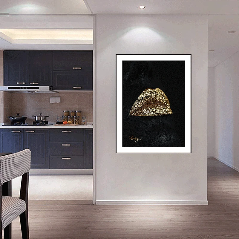 

Graffiti Art Golden and sexy Lips Canvas Painting Decor Painting Oil Painting Wall Picture Poster Modern Wall Art Picture Home