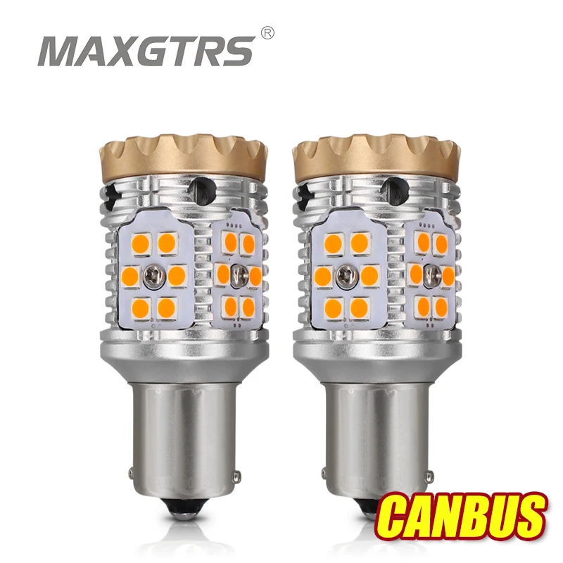 2x7440 T20 W21W 1156 3156 BAU15S светодиодный Canbus без гипервспышки Янтарный Желтый 24-SMD 3030 светодиодный Автомобильный светодиодный светильник для указателей поворота