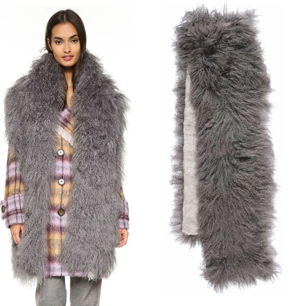 AU187 женские шарфы с большим воротником горячая Распродажа монгольский овечий мех