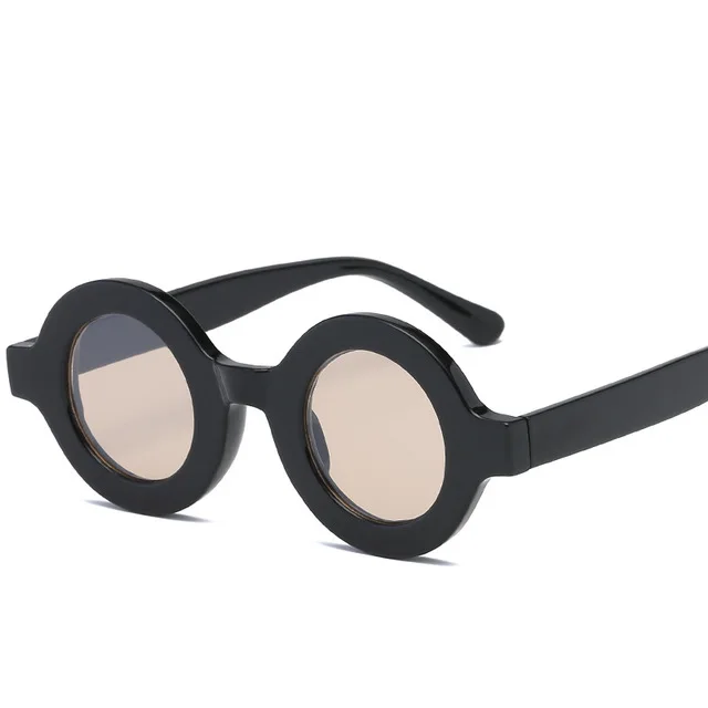 Солнцезащитные очки MINCL круглые матовые черные с плоским верхом модные