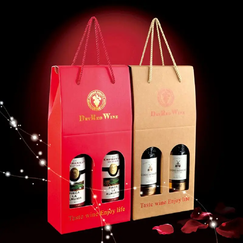 Гофрированная крафт бумага двойная винная бутылка сумка переноска подарочная