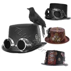 Винтажная шляпа в стиле ретро, готика, стимпанк, карнавала, вечерние, для мужчин и женщин, черная шляпа для косплея, шапка в стиле стимпанк, декоративное снаряжение, реквизит для косплея волшебника