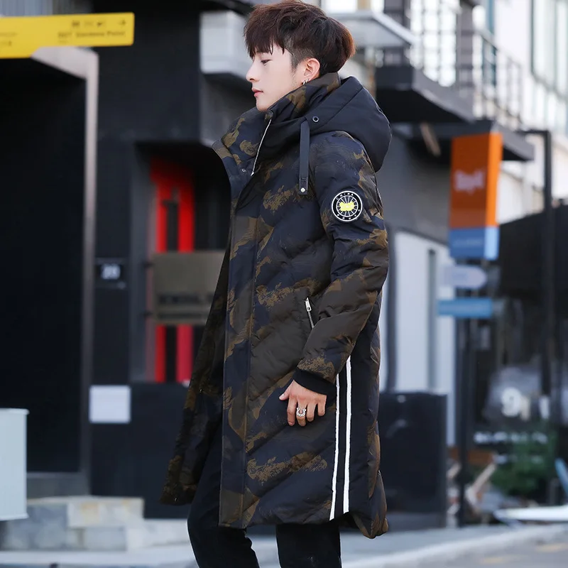 

Winter Men's Parka New Winter Cotton Coat Men's Long Section Trend Youth Handsome Camouflage Clothes Casual Jacket