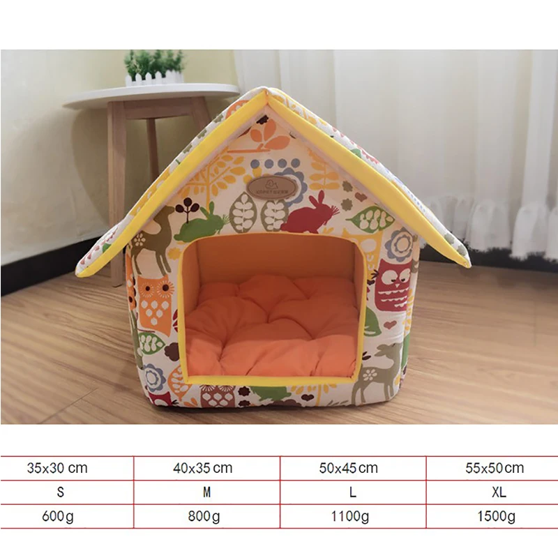 

Pet Dog Bed House Nest Kennel NEW Removable Cat Cave Washable Canvas Soft Winter Dog Sleeping Pet Cage Pattern Mat Supplies