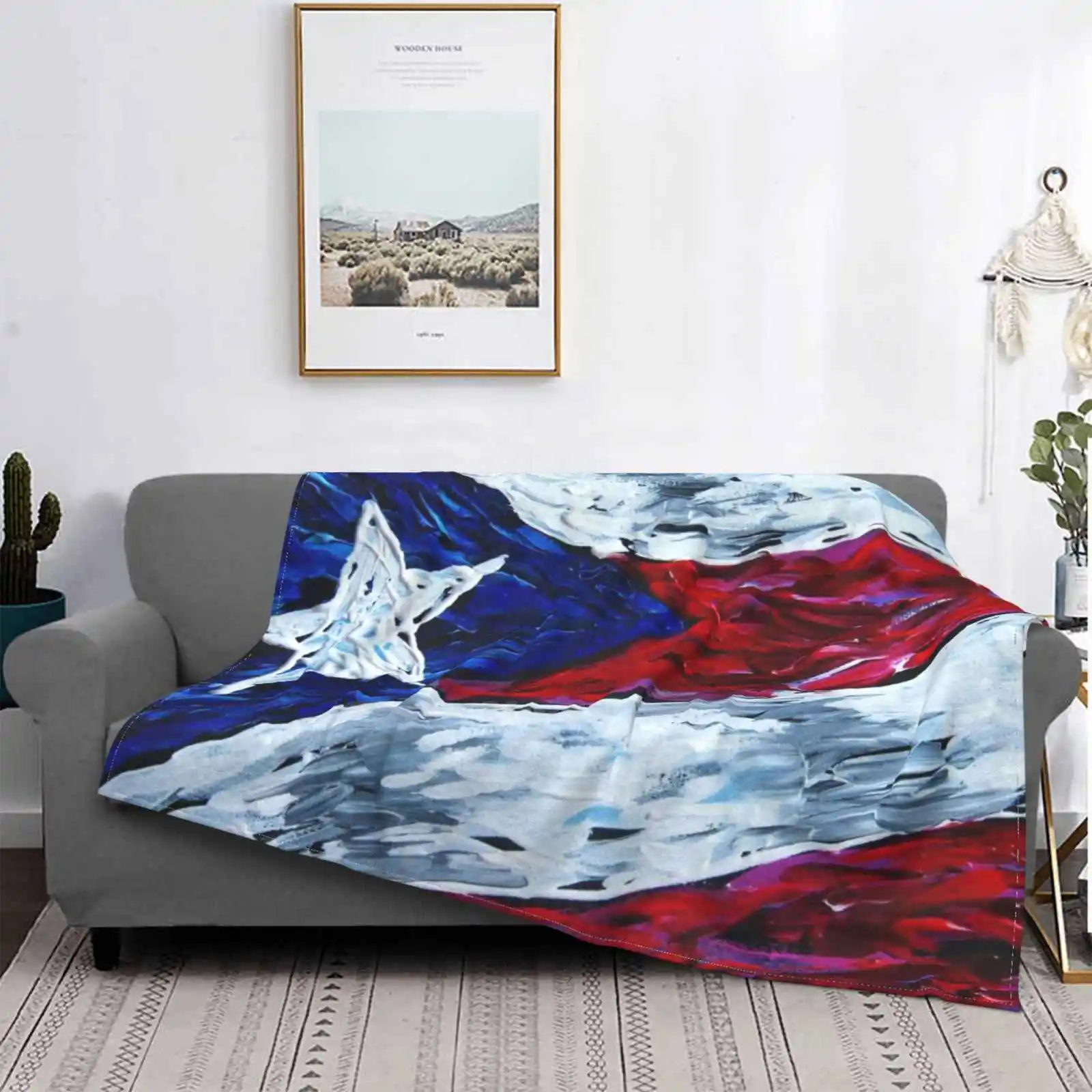 

Bandera de Пуэрто-Рико с принтом, manta de franela с высоким качеством, pinceladas Rojas, azule y blancas, bandera абстракта, b