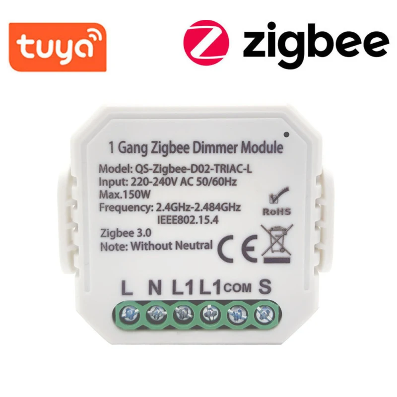 

Tuya ZigBee 3.0 Smart Switch Module No Neutral Relay Smart Home Automation Module Remote Control Compatible Alexa Google Home