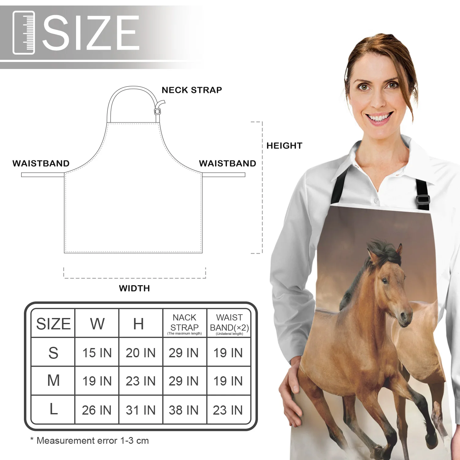 Kitchen Apron Brown Running Horse Animal Adjustable Bib Canvas Aprons For Women Cooking Baking Restaurant Kids Pinafore | Дом и сад