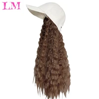 liangmo adjustable women baseball cap with long straightwavy fake hair hat wig synthetic hair extensions black brown cap wig