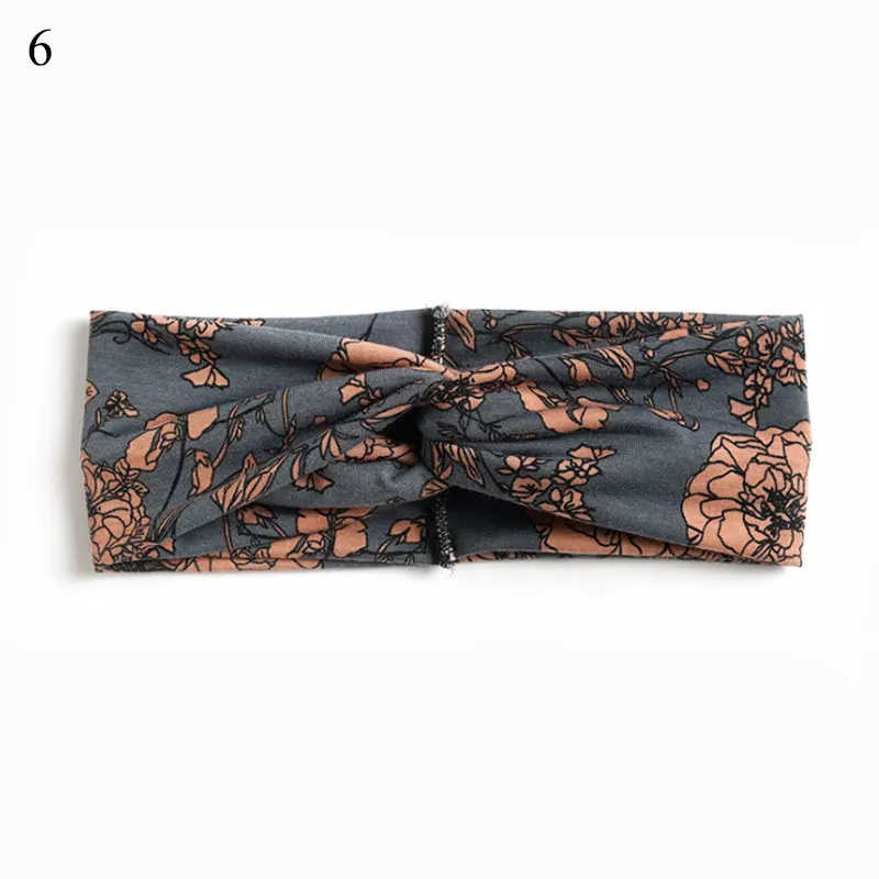 Женская повязка на голову с цветочным принтом эластичная перекрестными узлами| |