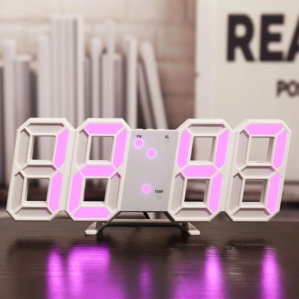 

LED Digital Wall Clock Alarm Date Temperature Automatic Backlight Table Desktop Home Decoration Stand hang Clocks