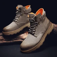 2021 autumn and winter new martin british style fashion casual all match trend tooling shoes round toe high top boots