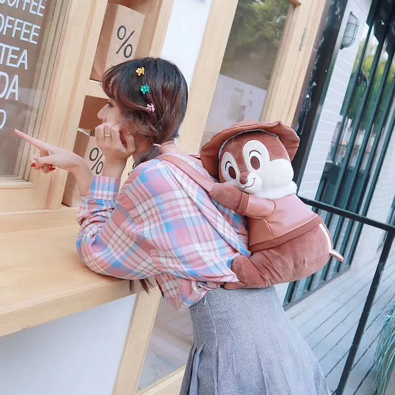 

HKSNG 2021 New Hot Kawaii Squirrel Stuffed Plush Backpack Cute Anime Plush Bag Lovely Gifts for Kids Girls