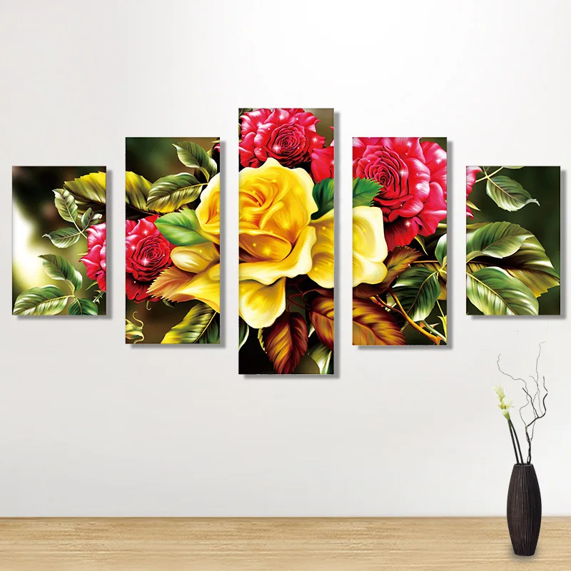 

Yellow rose 5D Diamond DIY Paintings Five Connected Pieces Paste all diamonds Diamond Painting Room Home Decoration