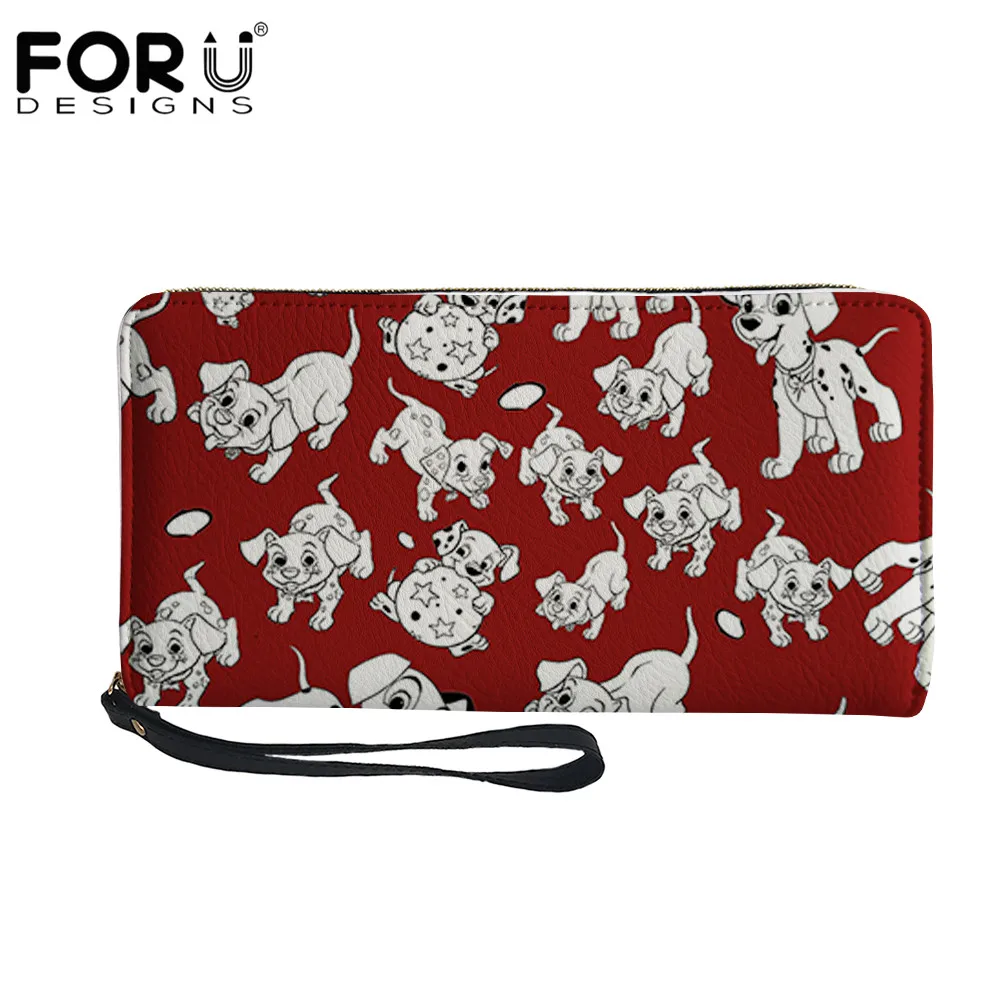 

Женский кошелек FORUDESIGNS с рисунком далматинской собаки, повседневный клатч, кошелек с молнией, держатель для карт из искусственной кожи, женс...