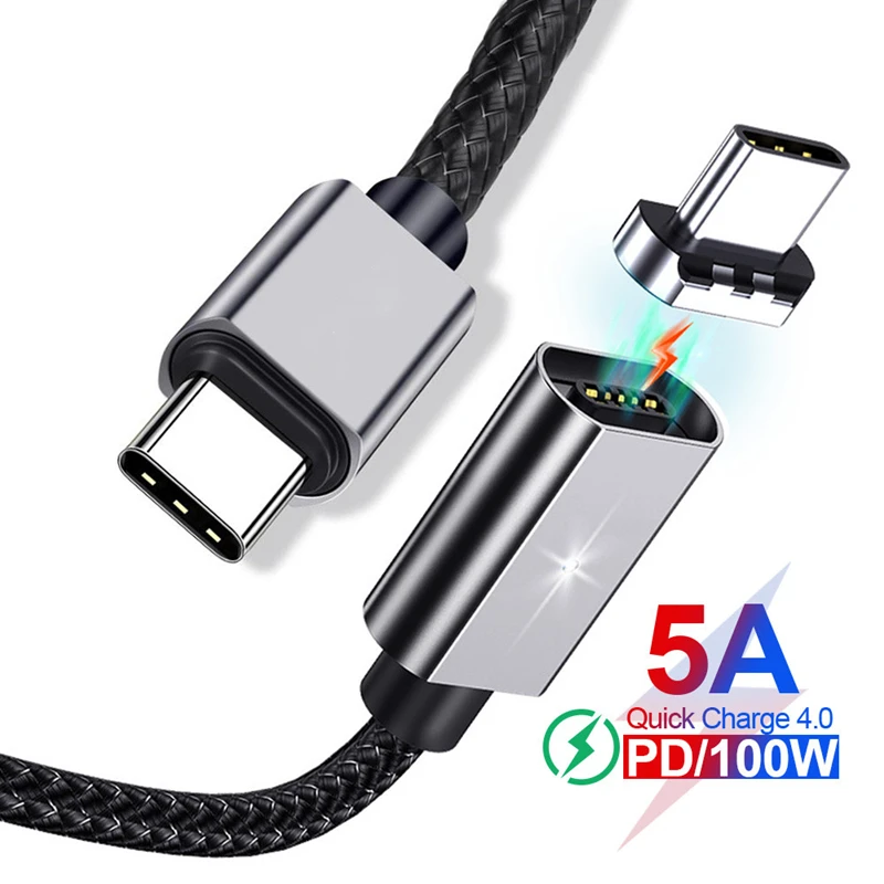 Магнитный кабель USB C к Type для Samsung S20 Xiaomi 10 Redmi Быстрая зарядка 4 0 PD 100 Вт быстрая