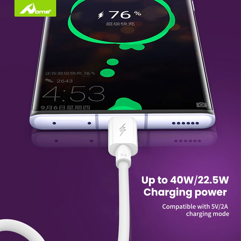 

40W 5A USB Type C Cable for Huawei Mate 30 20 P40 P30 P20 Pro Lite Super Fast Charge USB C Type-C cable for Samsung Xiaomi