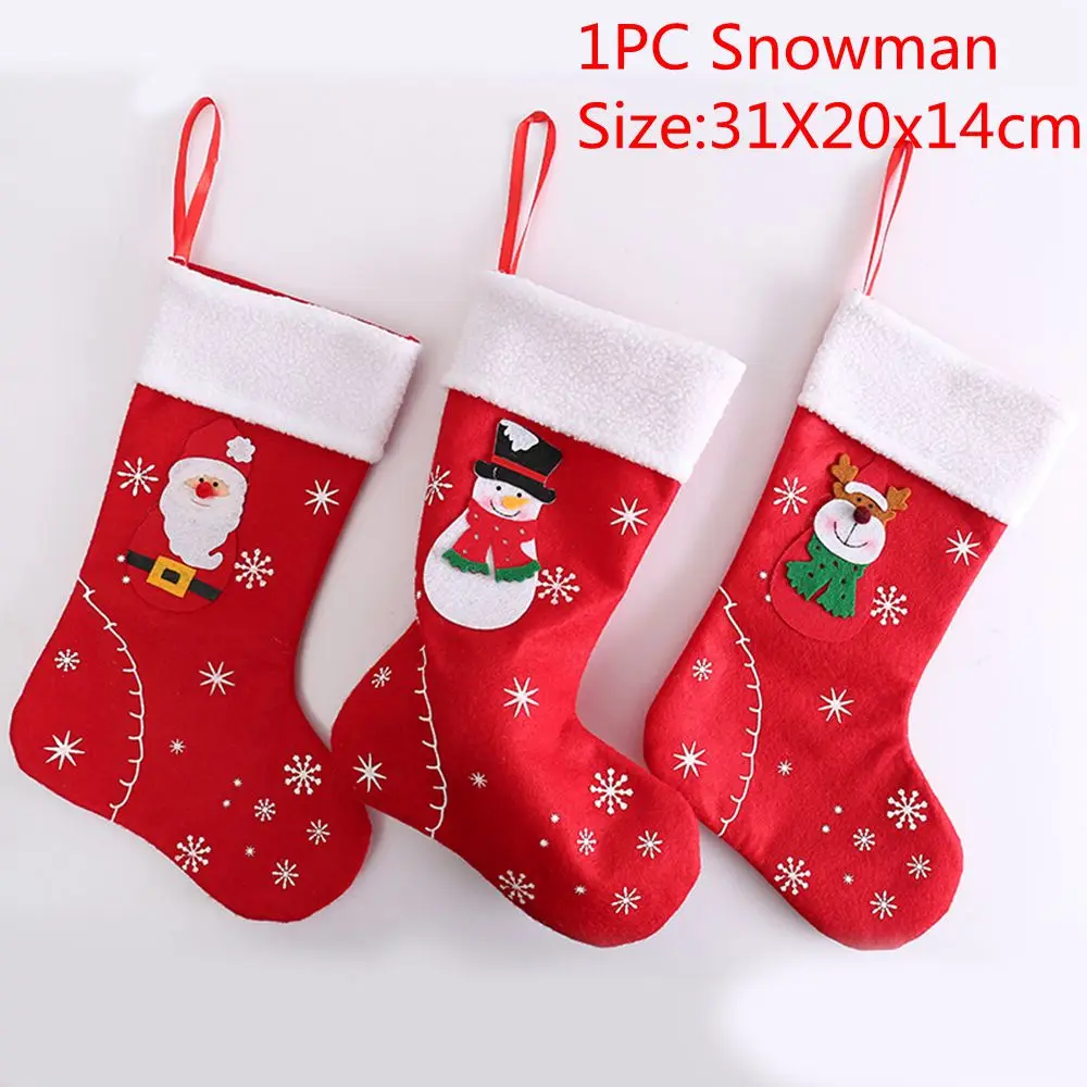 1PC c Рождественские носки с подвеской, ткань, Рождественская елка, лось, снежинка, орнамент, Рождественские узоры, вечерние украшения для дома, подарочный пакет - Цвет: 1PC c