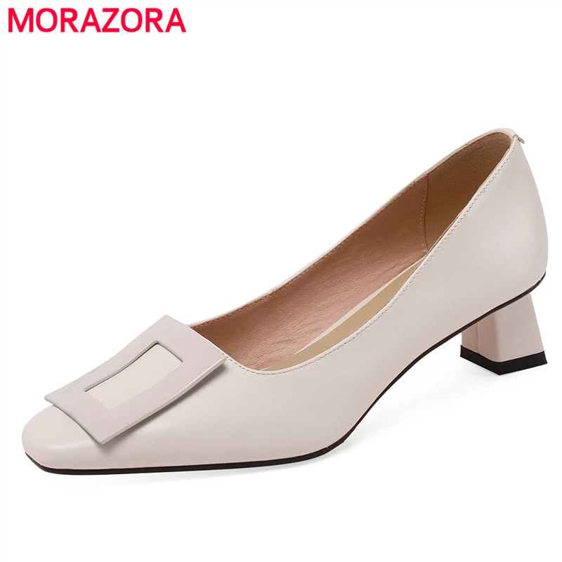 

Женские туфли из натуральной кожи MORAZORA, бежевые вечерние туфли из натуральной кожи на высоком каблуке, весна-лето 2021