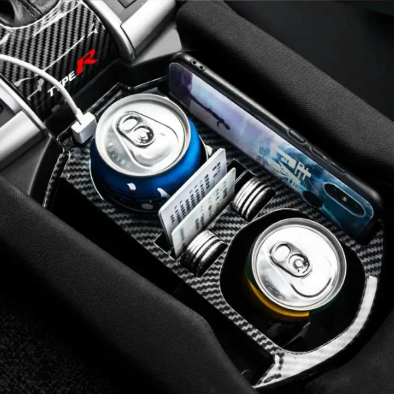 

For 2016-2020 Honda Civic Carbon Fiber Interior Console Storage Box Trim W/USB KInterior Accessories Ornaments