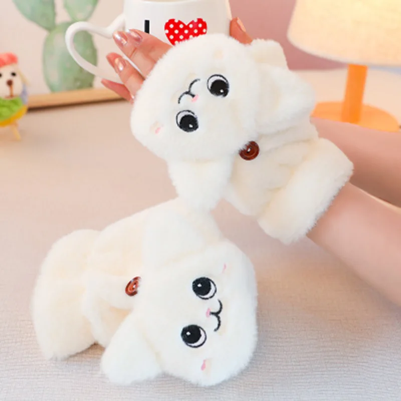 Женские перчатки для вождения с откидной крышкой зимние вязаные варежки из