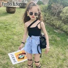 Летняя безрукавка для девочек, топы для малышей, детская майка, Детская уличная одежда, однотонная нестандартная облегающая одежда без рукавов для детей от 4 до 12 лет