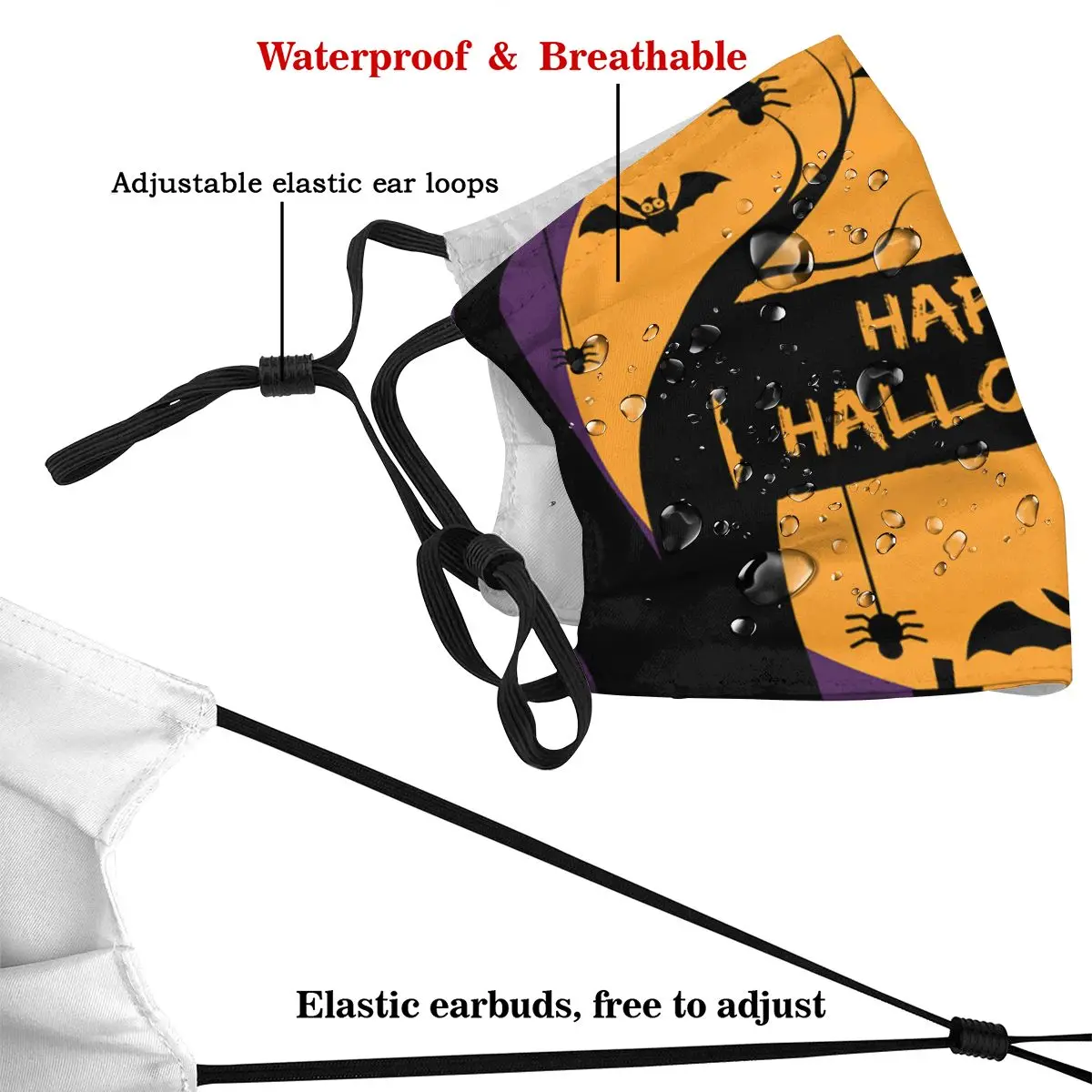 

Halloween Bat Dust Mask with PM2.5 Activated Carbon Filter for Adult Mouth-muffle Face Reusable