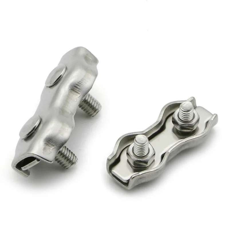 

1pc 304 Stainless Steel Wire Rope Buckle Clips 2mm 3mm 4mm 5mm 6mm Cable Clamp Double Grips Fastener Hardware Accessories