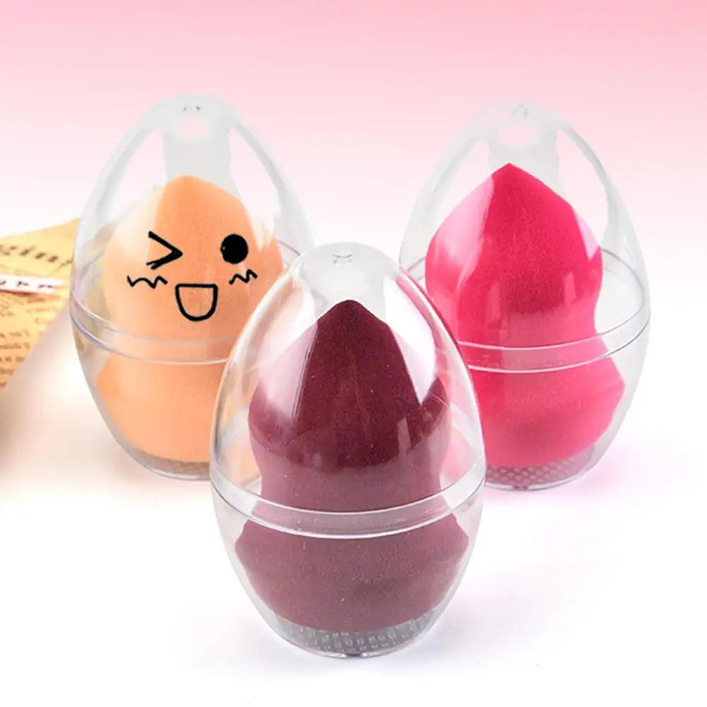 

Stand Storage Box Cosmetic Egg Puff Case holder Accessorie Egg Shaped Transparent Empty Makeup Sponge Shaper Puff Holder
