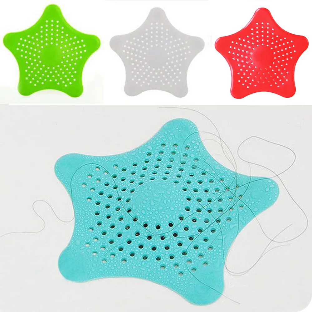 

Hair Stopper Bathroom Kitchen Accessories Anti-blocking Floor Drain Mat Silicone Sewer Outfall Strainer Sink PVC Filter 3 Pcs