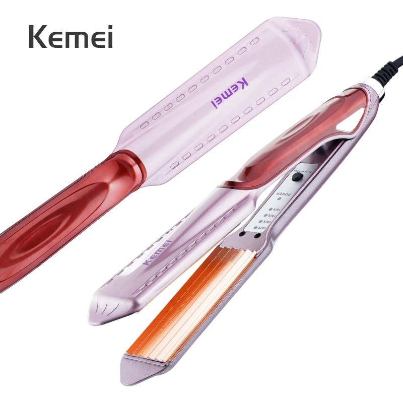 

Kemei Hair Curlers Electric Curling Professional Hair Tools Iron Ceramic Triple Barber Hair Styler Hair Waver Styling Tools