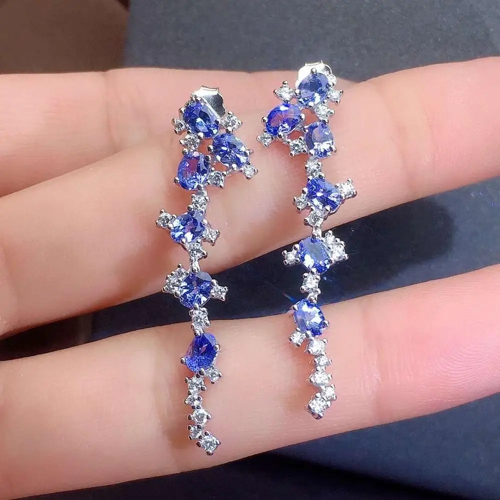 

MDINA Jewelry Natural Tanzanite Stud Earrings for Daily Wear Light Blue Tanzanite Silver Earrings 925 Silver Tanzanite Jewelry