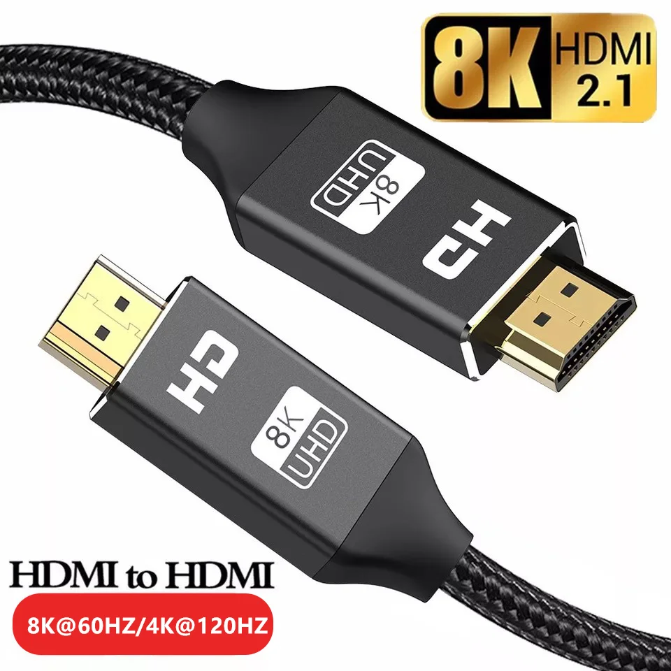

1M 2M 3M HDMI-compatible cable HDMI 8K 60Hz 4K 120Hz HD 2.1 Cable for Xiaomi Xbox Serries X PS5 PS4 Chromebook Laptops Projector