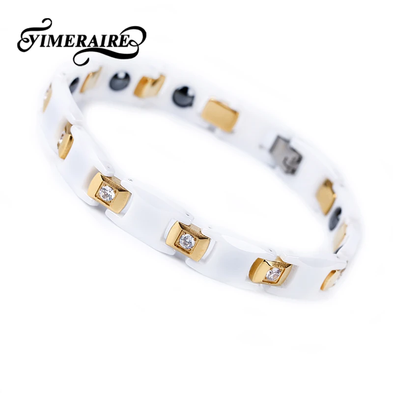 Здоровая магнитная сила титановые браслеты Био энергия белый керамический