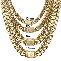 punk style 81012141618mm gold tone stainless steel choker jewelry miami cuban curb link chain necklace for men women 7 40
