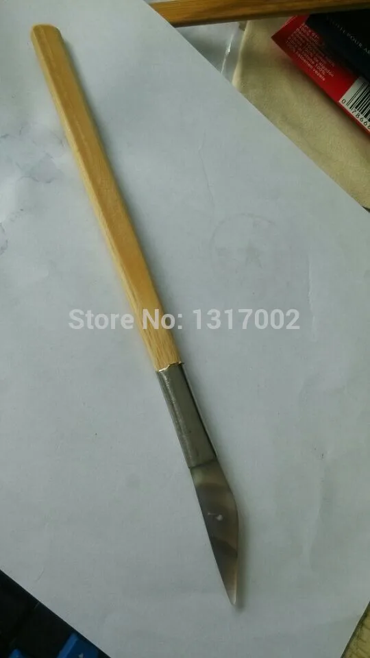 Gold Agate Burnisher with Bamboo Handle Knife Shape,jewelry jade polishing knife,jewelry engraving knife10pcs/bag
