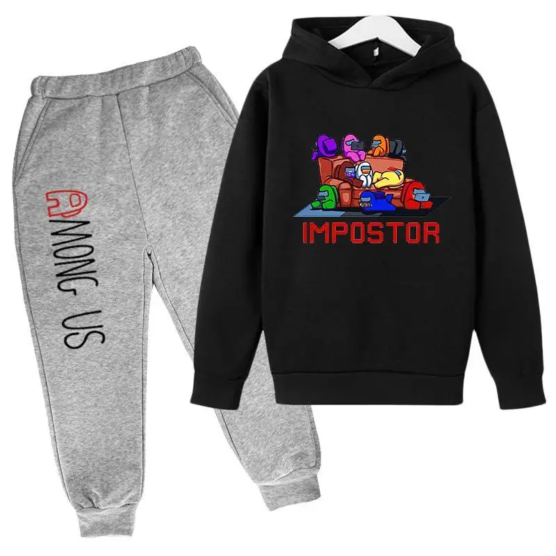

2021 Spring Boy Girl Clothes Cartoon Printing Children 'S Clothing Set Funny Hoodie +Sweat Pants Jogging Spy Game hoodies pants