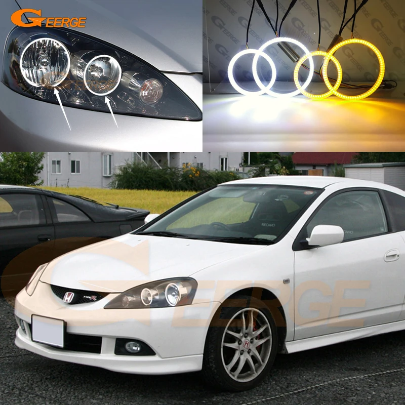 

Для Honda Integra DC5 2005 2006 превосходный ультра яркий ремонтный Дневной светильник с поворотным сигналом SMD СВЕТОДИОДНЫЙ ангельские глазки halo rings