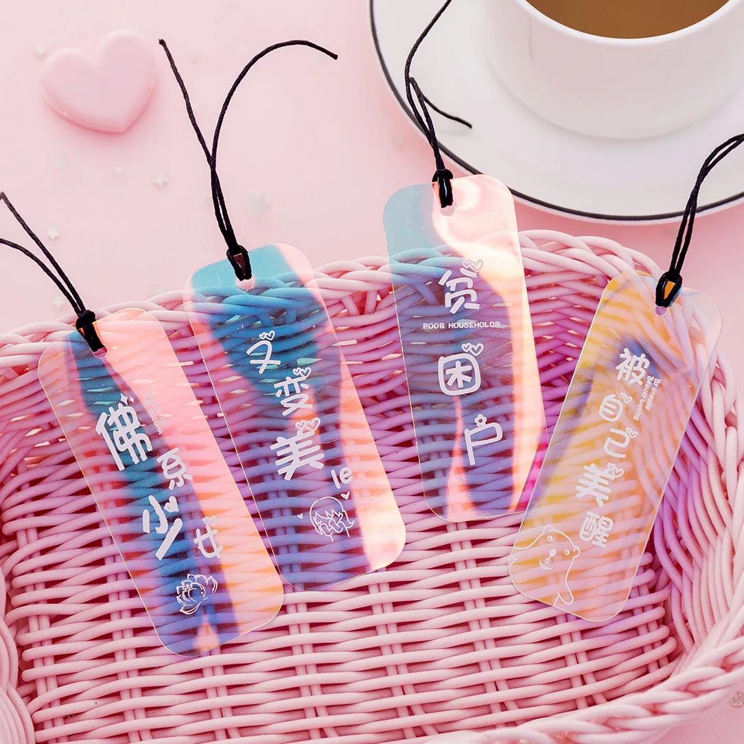 1 шт. лазерные закладки розовые прозрачные ПВХ кавайные для книг бумажные файлы