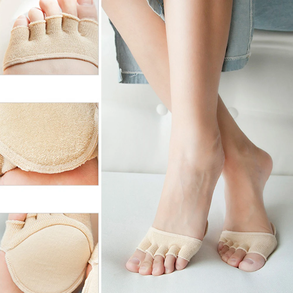 Five-finger Socks Women Socks Invisible Female Summer Cotton High-heeled Short Half Palm Shallow Port On-slip Open Toe Socks