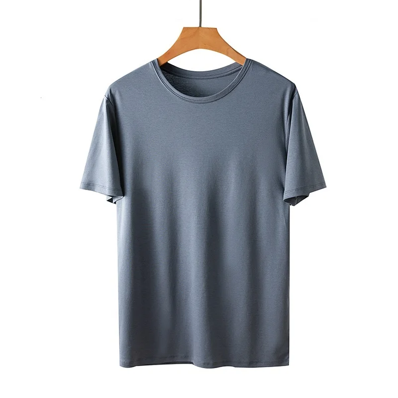 

Men's High-end Fabric Mercerized Cotton T-shirt Tops O-neck Fine craftsmanship Tee Short Sleeve Summer Wear Baby's skin touch