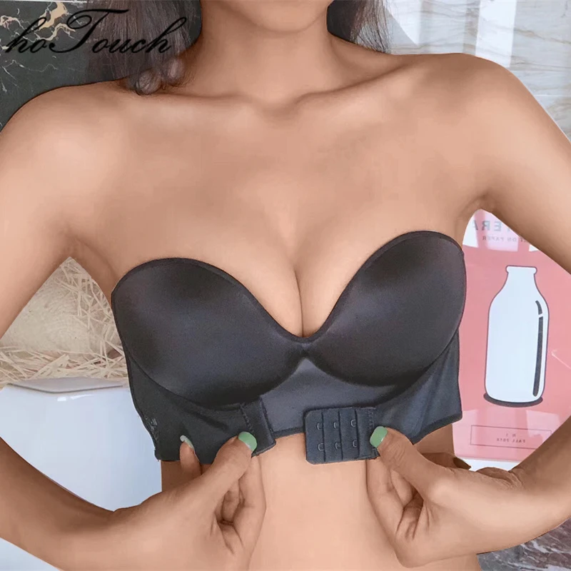 

Women Invisible Bras Front Closure Sexy Push Up Bra Underwear Lingerie for Female Brassiere Strapless Seamless Bralette ABC Cup