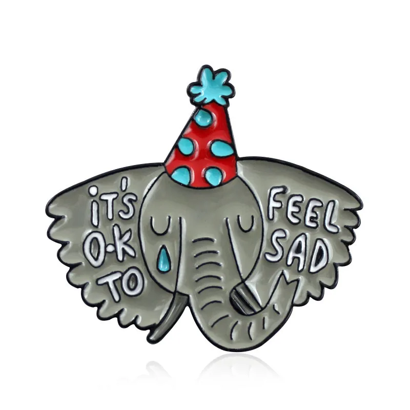 

Tears Of Long-Nosed Elephant Enamel Pins Lt's Ok To Feel Sad Send A Friend A Memorial Collection Badge Brooch