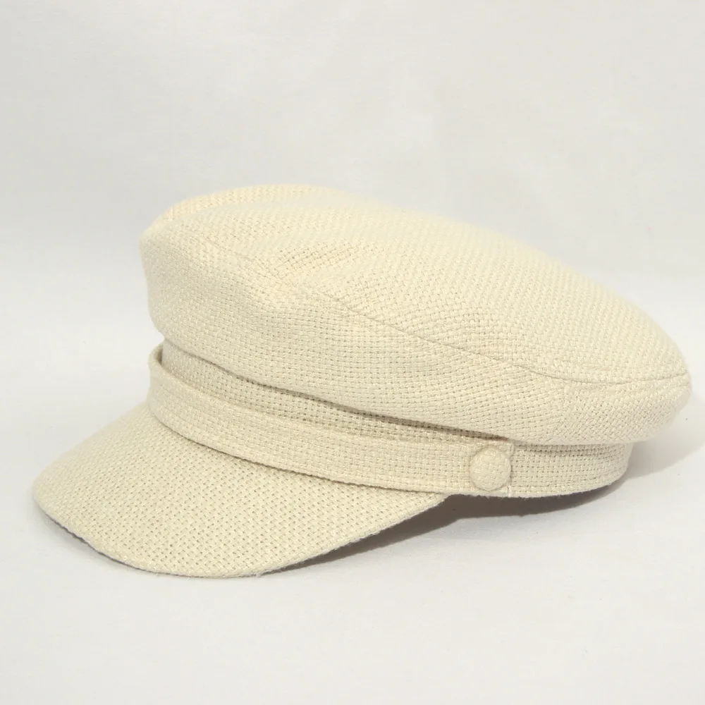 

Новинка 2021, осенне-зимняя женская темно-синяя кепка из хлопка и льна, британская Кепка с плоским верхом, Мужская армейская шапка в стиле мили...