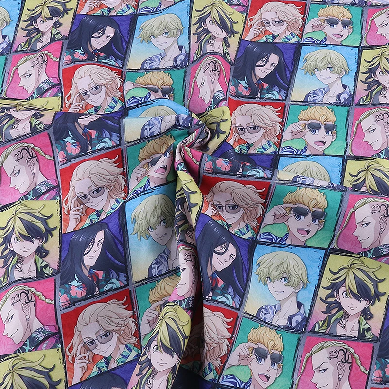 

Cartoon tokyo revengers sewing patchwork quilting baby dress home sheet 140cm printed fabric sewing kids fabric