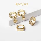 Набор колец в форме цветка, 4 шт.компл. креативные Стразы с мелкой инкрустацией из циркония